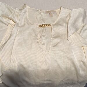 Michael Kors Ivory Blouse with Chain Accent